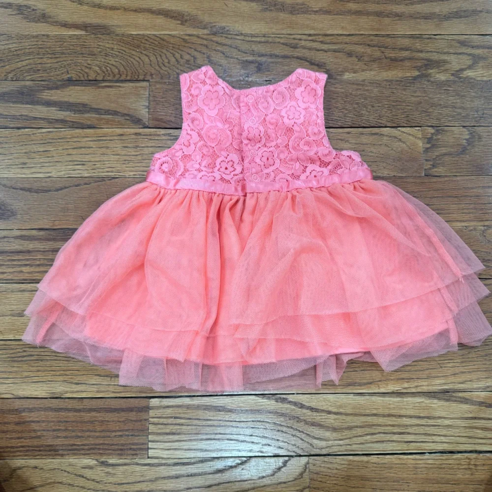 Baby Girl Lace Tulle Tutu Dress Coral Pink Size 6-9 months Cat & Jack